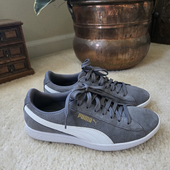 Puma Women's Gray Suede Sneakers - Picture 1 of 6